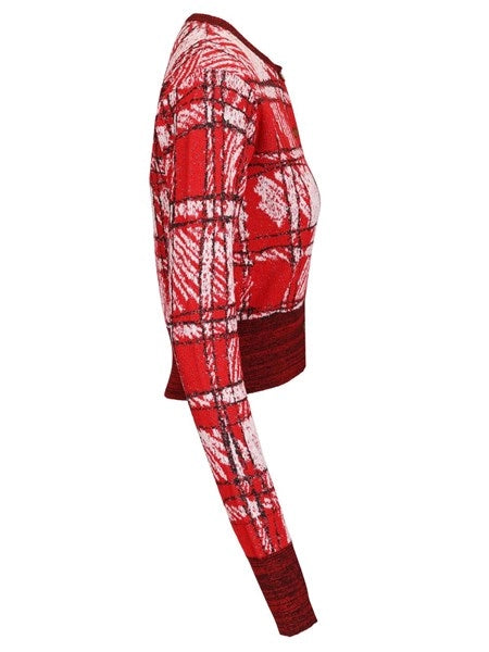 Cardigan a quadri scarabocchiati