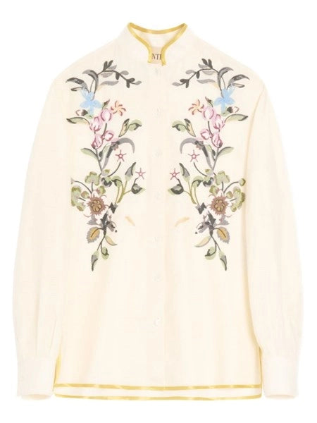 Camicia in lino con ricamo