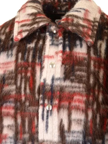 Overshirt a quadri in alpaca