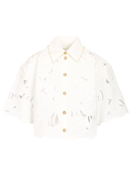 Camicia cropped ricamata Mahon