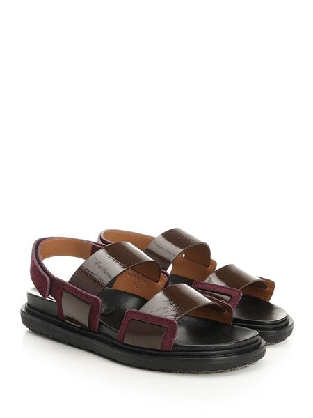 Sandali slingback in pelle bicolore "Fussbett"