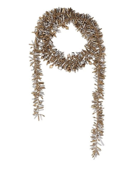Collana sciarpa in ottone decorato
