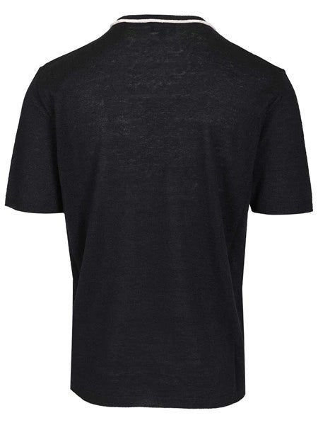 Maglia girocollo in lino e seta