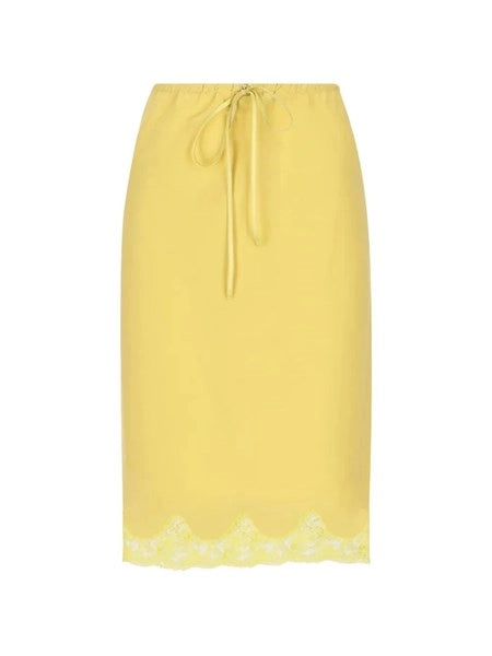 Gonna stile sottoveste con pizzo in cotone e seta