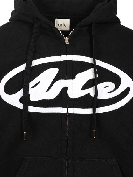 Felpa con cappuccio e zip con logo circolare