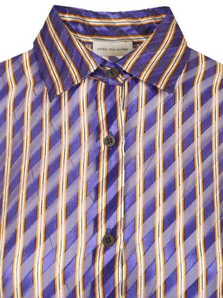 Camicia in raso dévoré a righe