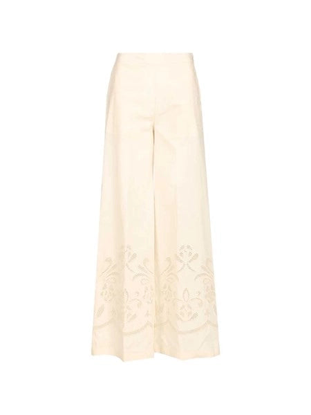 pantalone cropped in popeline con ricamo “lunamaris”