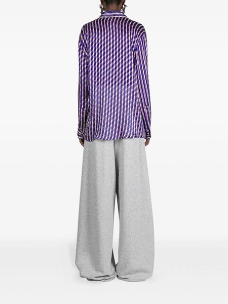 Camicia in raso dévoré a righe