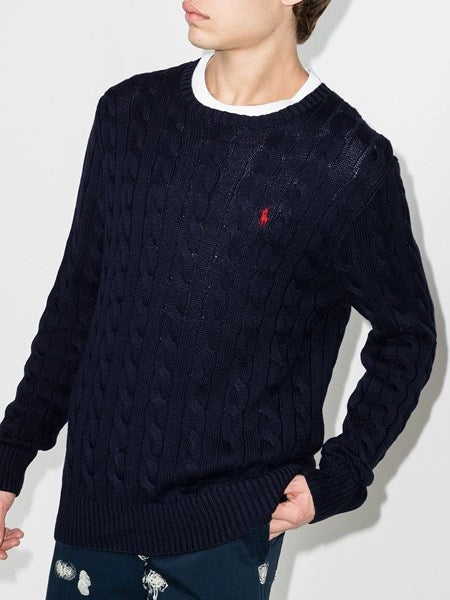 Maglione in cotone a trecce