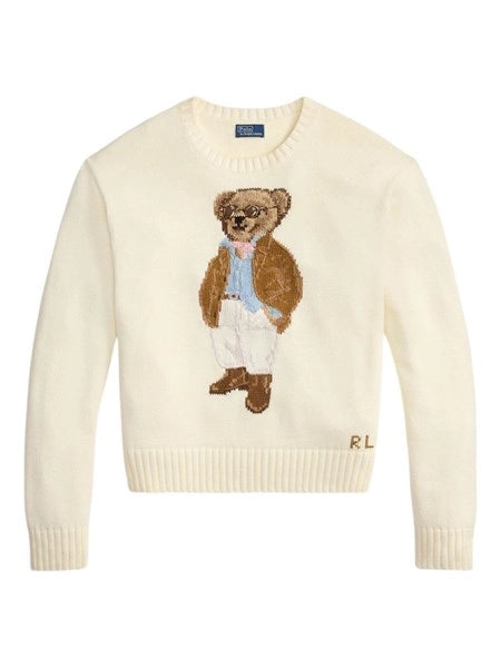 Pullover Polo Bear in cotone con intarsi