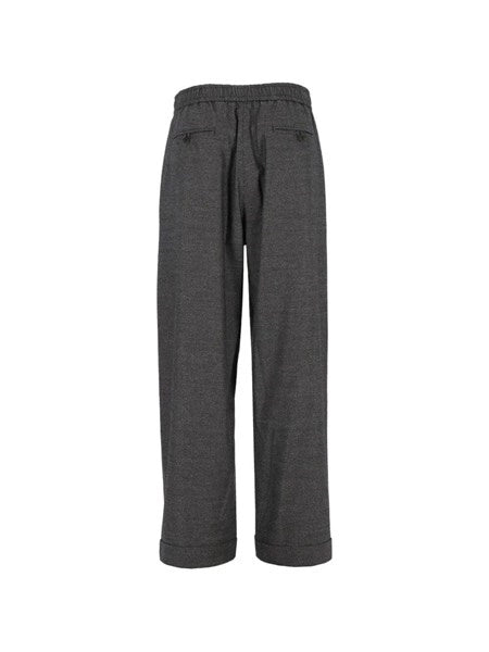 Pantaloni over in lana vergine e cashmere effetto denim