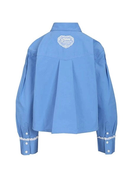 Camicia in cotone con dettagli in pizzo