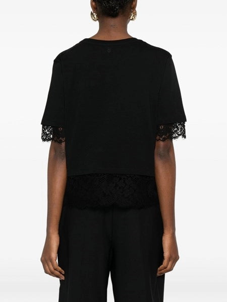 T-shirt in cotone con pizzo