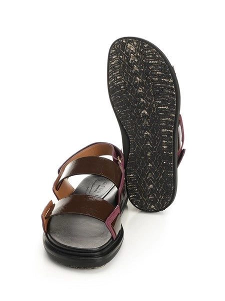 Sandali slingback in pelle bicolore "Fussbett"