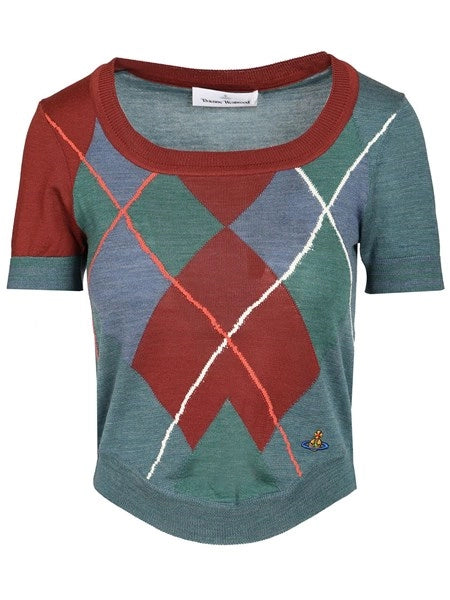 Pullover Argyle in lana e cotone