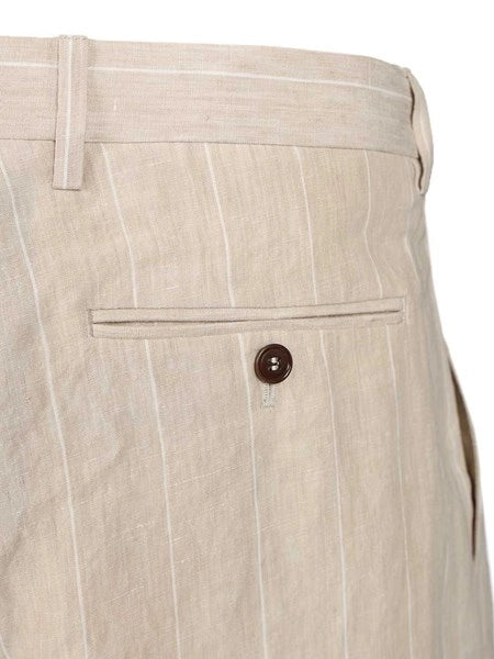 Pantaloni a due pinces in lino