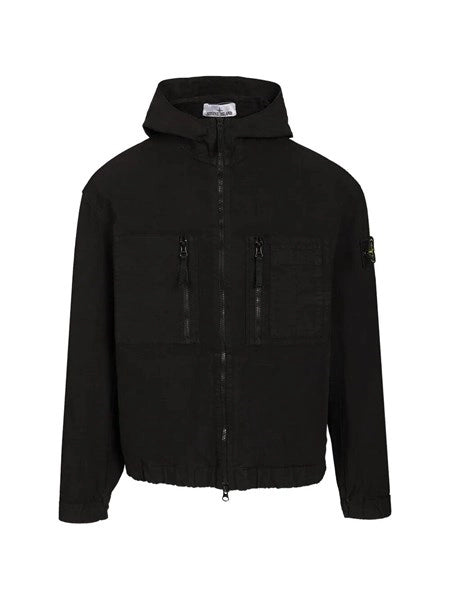 Overshirt con cappuccio in ripstop di cotone biologico
