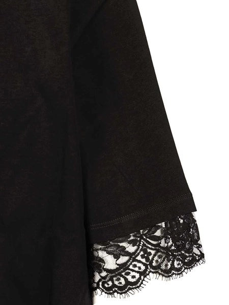 T-shirt in cotone con pizzo