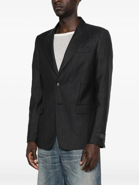 Blazer in lana e cotone