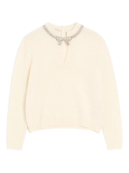 Pullover in lana vergine con ricami