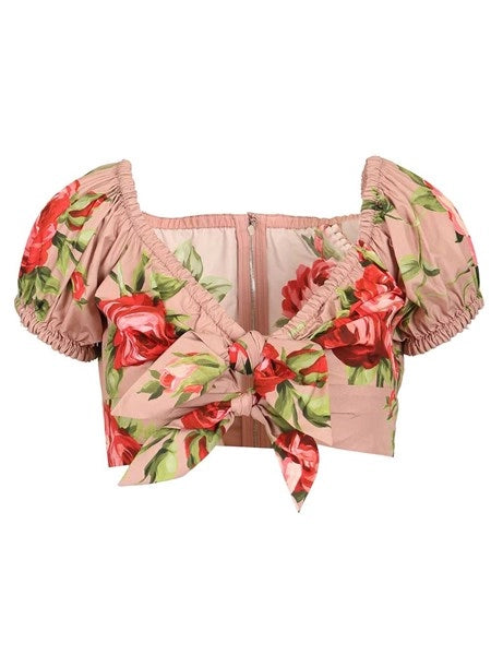 Top stampa bouquet rose