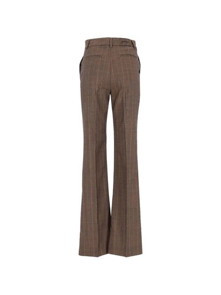 Pantaloni in lana gessata marrone
