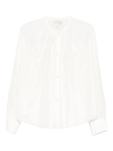 camicia bohemienne in voile con ricamo “lunamaris”