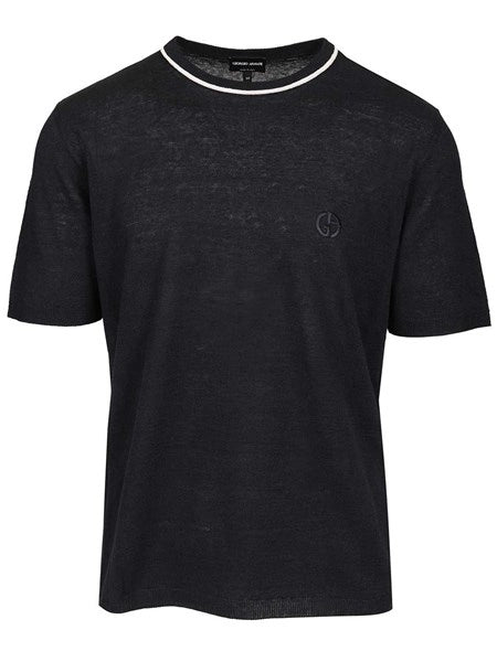 Maglia girocollo in lino e seta