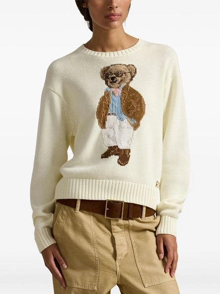 Pullover Polo Bear in cotone con intarsi