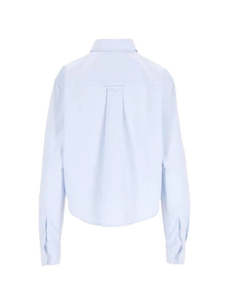 QUOTA - CROPPED CLASSIC FIT SHIRT WITH EMBOSSED AMI DE COEUR AT PATCH POCKET