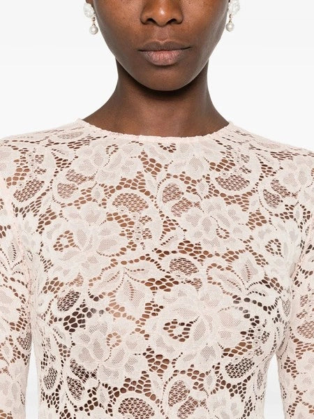 Body beige in pizzo floreale