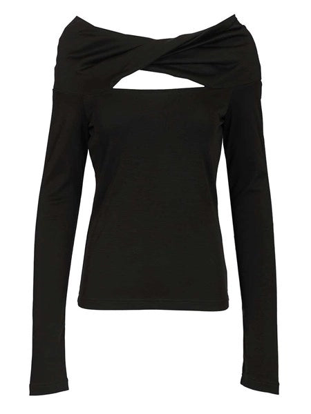 Top off-shoulder Orafo in lana vergine