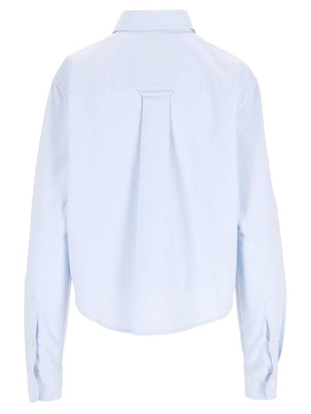 QUOTA - CROPPED CLASSIC FIT SHIRT WITH EMBOSSED AMI DE COEUR AT PATCH POCKET
