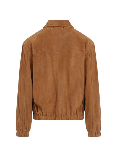 Giacca bomber in pelle scamosciata