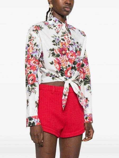 Camicia in cotone stampa mazzo di fiori