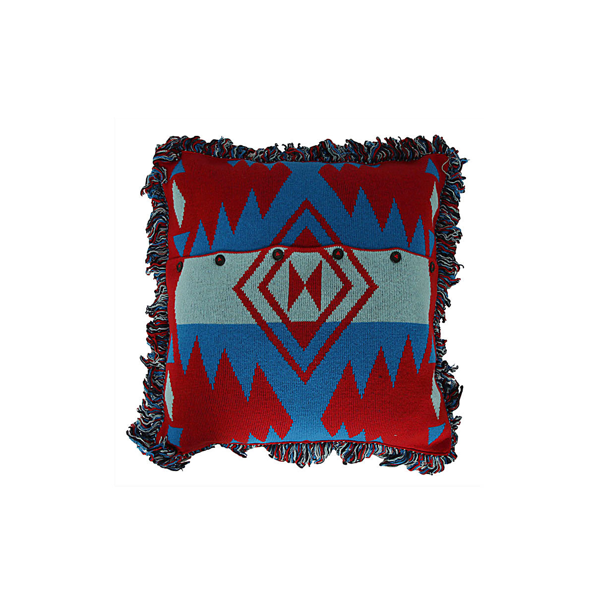RED AND BLUE COTTON-WOOL BLEND PILLOW