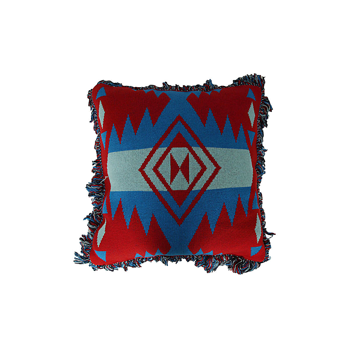 RED AND BLUE COTTON-WOOL BLEND PILLOW
