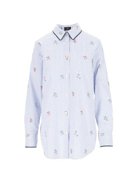 camicia in cotone jacquard a righe