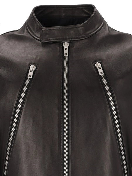 Giacca in pelle 5-zip