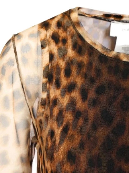 Top bi-materiale animalier