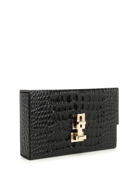 Clutch in pelle lucida effetto coccodrillo