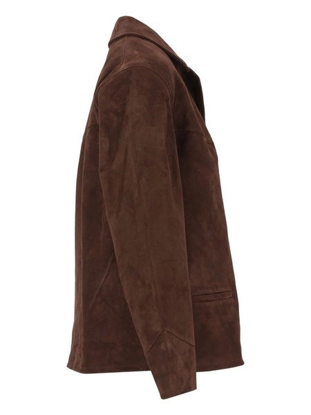 Blazer in pelle scamosciata