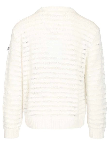 Maglione girocollo in cotone a righe a maglia aperta