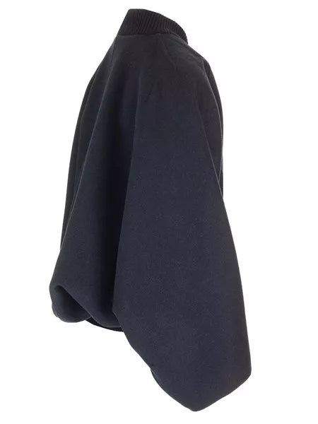 Cappotto corto in cashmere blu marino