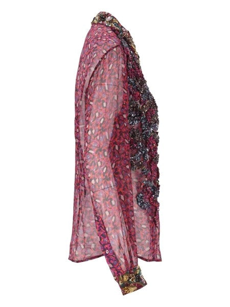 Camicia con volant e paillettes