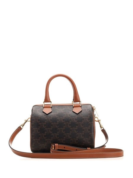 Borsa Boston piccola in tela Triomphe e pelle di vitello
