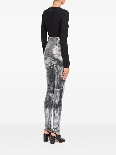 Pantaloni con paillettes metalliche