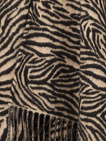 Poncho in lana con stampa Tiger animalier