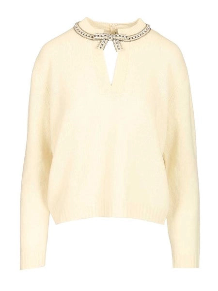 Pullover in lana vergine con ricami