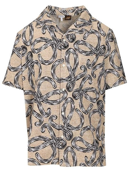 Camicia a maniche corte in spugna di cotone jacquard